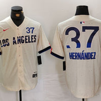 Men's Los Angeles Dodgers Teoscar Hernandez #37 Cream 2024 City Connect Limited Player Jersey1