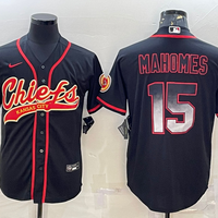 Men's Kansas City Chiefs Patrick Mahomes #15 Black Game Player Jersey1 Joint Edition
