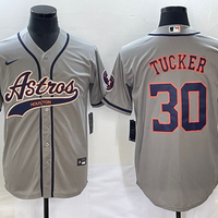 Men's Houston Astros Kyle Tucker #30 Gray Replica Jersey1 Joint Edition