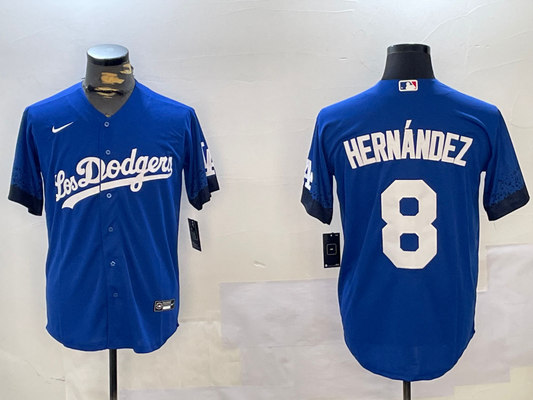 Men's Los Angeles Dodgers Enrique Hernandez #8 Royal City Connect Replica Player Jersey1