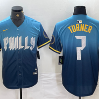 Men's Philadelphia Phillies Trea Turner #7 Blue 2024 City Connect Limited Player Jersey1
