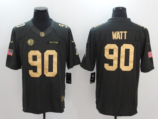Men's Pittsburgh Steelers T.J. Watt #90 Black Team Game Jersey1