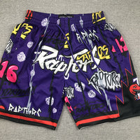Men's Toronto Raptors Purple Graffiti Edition Pocket Shorts1