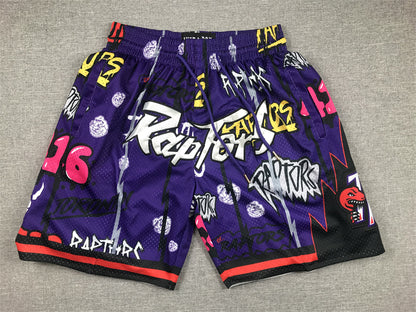 Men's Toronto Raptors Purple Graffiti Edition Pocket Shorts1
