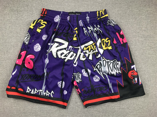 Men's Toronto Raptors Purple Graffiti Edition Pocket Shorts1