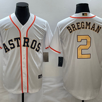 Men's Houston Astros Alex Bregman Nike White/Gold 2023 Gold Collection Replica Player Jersey1