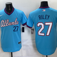 Men's Atlanta Braves Austin Riley #27 Powder Blue 2026 City Connect Stadium Jersey
