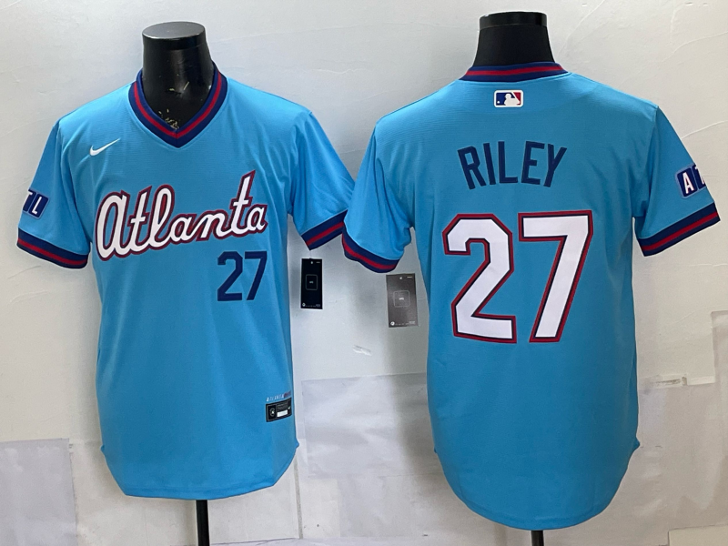 Men's Atlanta Braves Austin Riley #27 Powder Blue 2026 City Connect Stadium Jersey