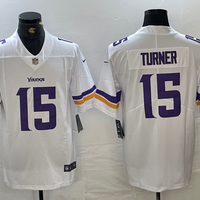 Men's Minnesota Vikings Dallas Turner #15 White Player Game Jersey1