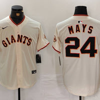 Men's San Francisco Giants Willie Mays #24 Cream Home Replica Player Jersey1