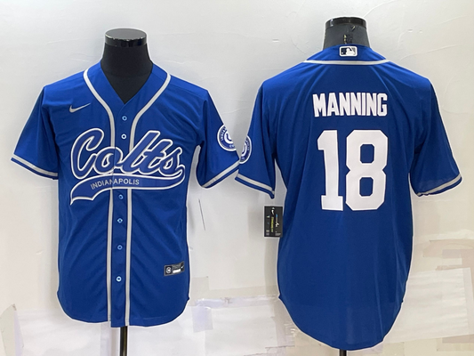 Men's Indianapolis Colts Peyton Manning #18 Royal Game Jersey1 Joint Edition