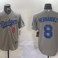 Men's Los Angeles Dodgers Enrique Hernandez #8 Gray Game Jersey1
