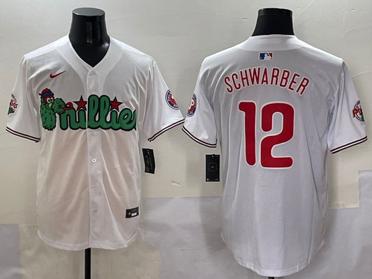Men's Philadelphia Phillies Kyle Schwarber #12 White Game Jersey1