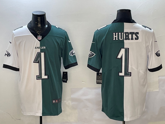 Men's Philadelphia Eagles Jalen Hurts #1 White/Green Game Player Jersey1
