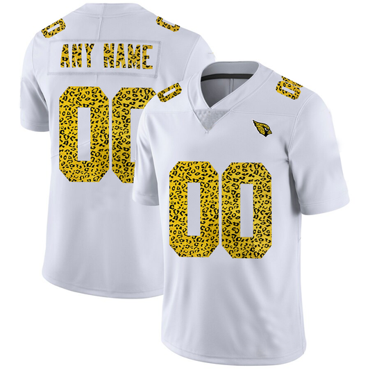Custom1 Arizona Cardinals Jersey1 White Limited  Vapor White Leopard Print Fashion Jerseys