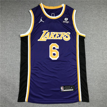 Men's Los Angeles Lakers LeBron James #6 Purple 2022/23 Swingman Player Jersey1