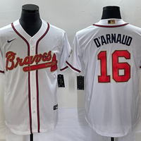 Men's Atlanta Braves Travis d'Arnaud #16 White Replica Player Jersey1