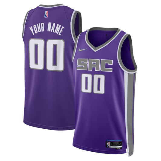 Men's Sacramento Kings Purple 2021/22 Diamond Swingman Custom Jersey1 - Icon Edition