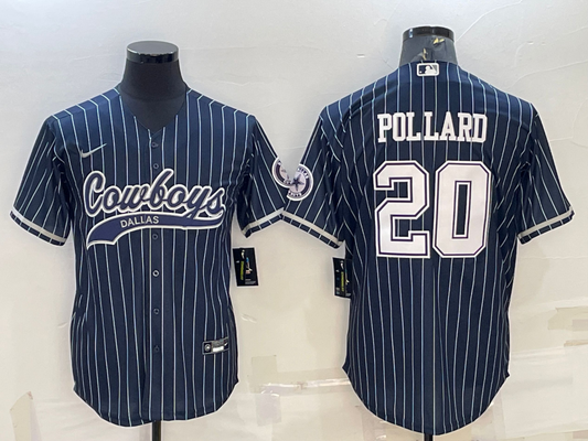 Men's Dallas Cowboys Tony Pollard #20 Navy Player Jersey1 Joint Edition