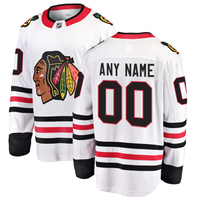 Men's Chicago Blackhawks White Away Breakaway Custom Jersey1