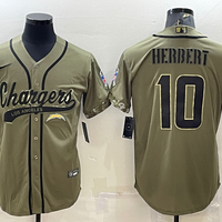 Men's Los Angeles Chargers Justin Herbert #10 Olive 2022 Salute To Service Limited Jersey1 Joint Edition