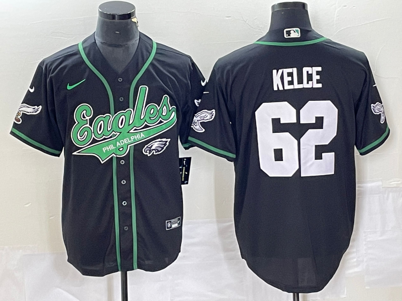 Men's Philadelphia Eagles Jason Kelce #62 Black Game Jersey1 Joint Edition