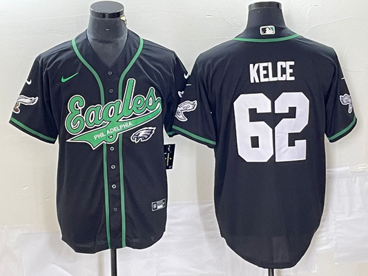 Men's Philadelphia Eagles Jason Kelce #62 Black Game Jersey1 Joint Edition