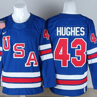 Men's United States Hockey Quinn Hughes #43 Royal 2026 Winter Olympics Jersey
