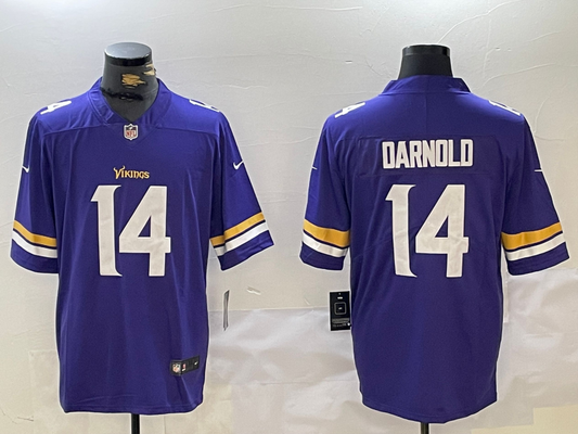 Men's Minnesota Vikings Sam Darnold #14 Purple Team Game Jersey1