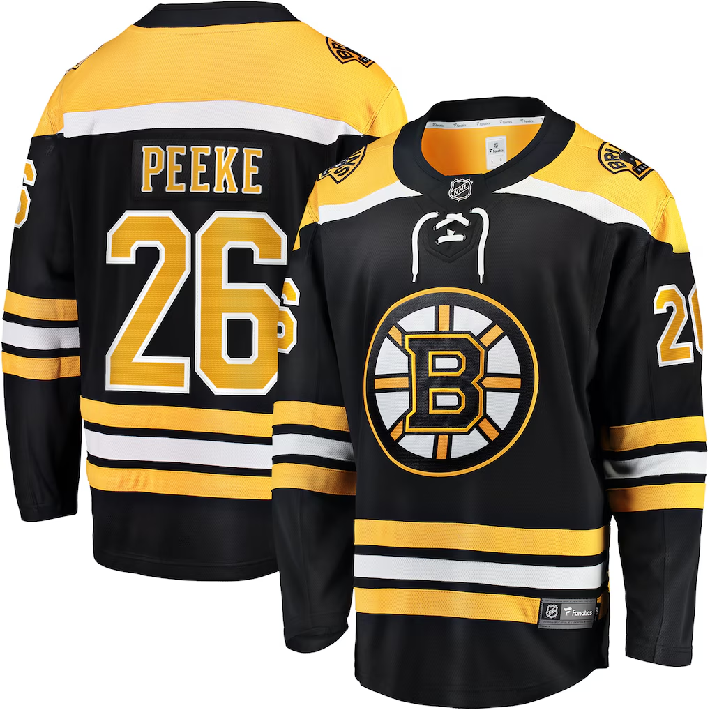 Men's Boston Bruins Andrew Peeke #26 Fanatics Black Home Breakaway Jersey