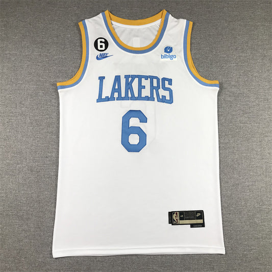 Men's Los Angeles Lakers LeBron James #6 White 2022/23 Swingman Jersey1 - Classic Edition