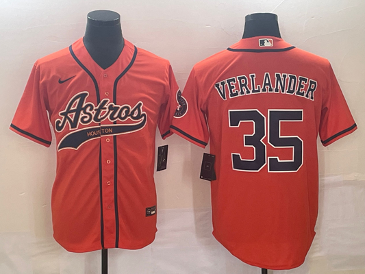 Men's Houston Astros Justin Verlander #35 Orange Replica Jersey1 Joint Edition