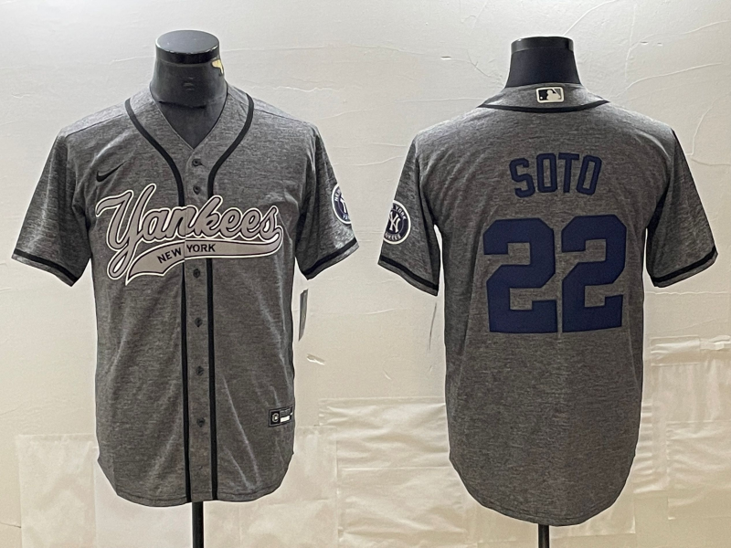 Men's New York Yankees Juan Soto #22 Gray Game Jersey1 Joint Edition