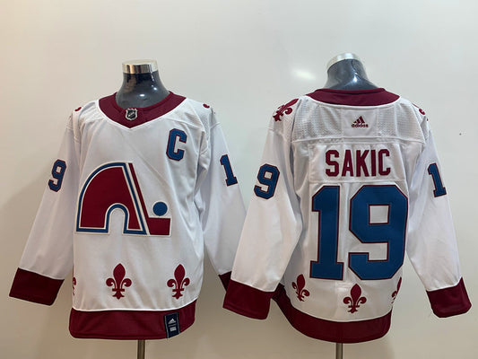 Men's Colorado Avalanche Joe Sakic #19 White Breakaway Player Jersey1