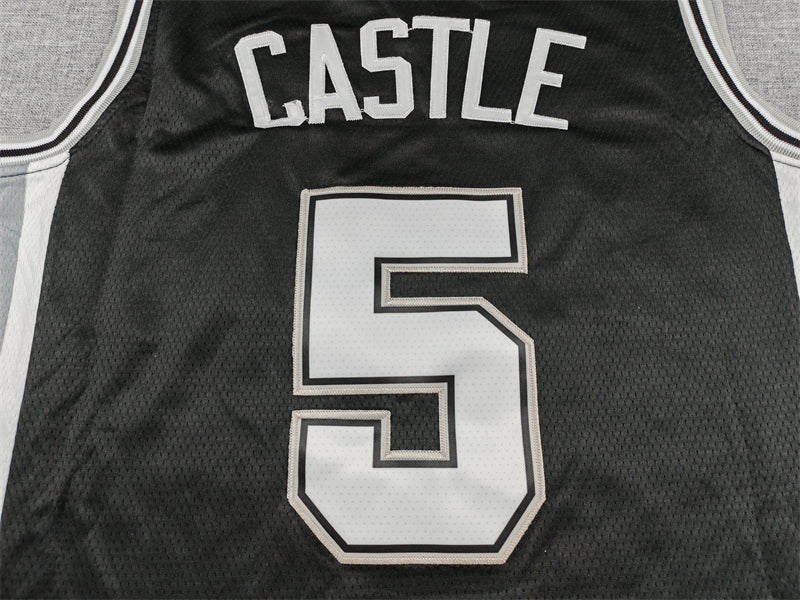 Men's San Antonio Spurs Stephon Castle #5 Black Swingman Jersey - Icon Edition