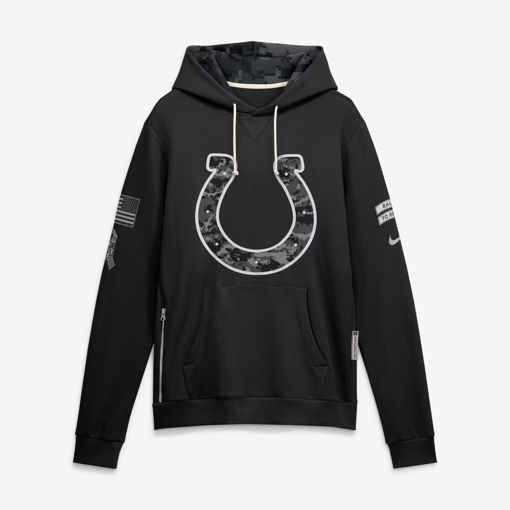 Men's Indianapolis Colts Black 2026 Salute to Service Sideline Dri-FIT Pullover Hoodie