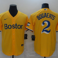 Men's Boston Red Sox Xander Bogaerts #2 Yellow Replica Baseball Jersey1