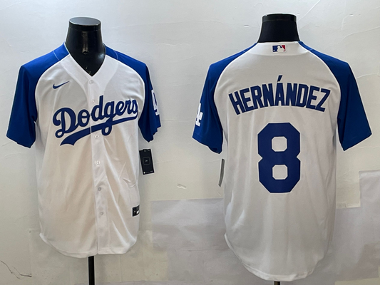 Men's Los Angeles Dodgers Enrique Hernandez #8 White Game Player Jersey1