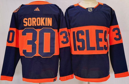 Men's New York Islanders Ilya Sorokin #30 Blue Game Jersey1