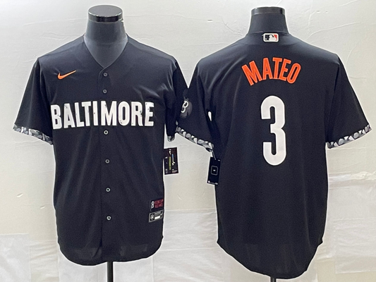 Men's Baltimore Orioles Jorge Mateo #3 Black 2023 City Connect Replica Player Jersey1