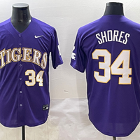 Men's LSU Tigers Chase Shores #34 Purple Replica Player Jersey