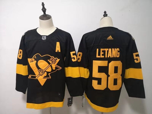 Men's Pittsburgh Penguins Kris Letang #58 Black Player Jersey1