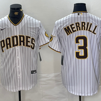 Men's San Diego Padres Jackson Merrill #3 White Home Replica Player Jersey1