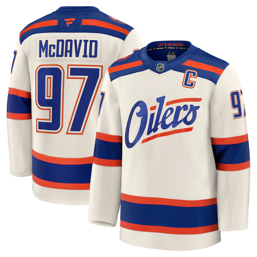 Men's Edmonton Oilers Connor McDavid #97 Fanatics Light Beige Alternate Premium Jersey