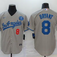 Men's Los Angeles Dodgers Kris Bryant #8 Gray Replica Baseball Jersey1