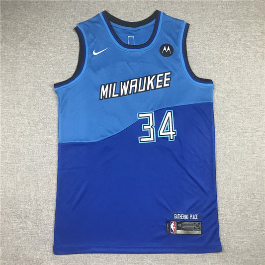 Men's Milwaukee Bucks Giannis Antetokounmpo Blue 2020/21 Swingman Player Jersey1