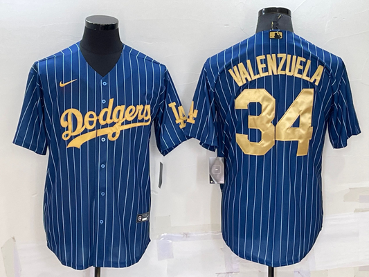 Men's Los Angeles Dodgers Fernando Valenzuela #34 Blue Replica Game Jersey1