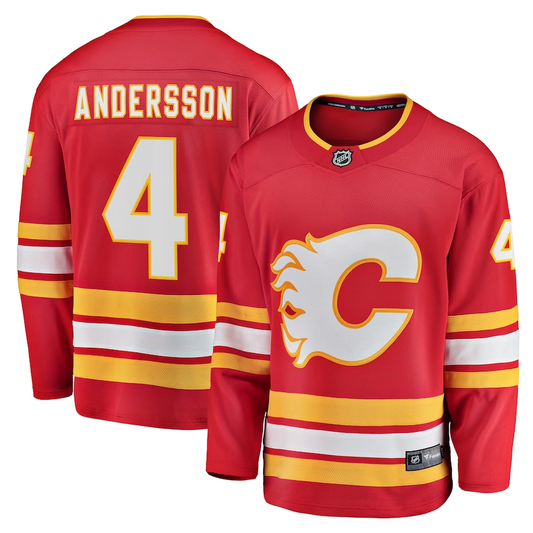 Men's Calgary Flames Rasmus Andersson #4 Red Home Team Breakaway Player Jersey1