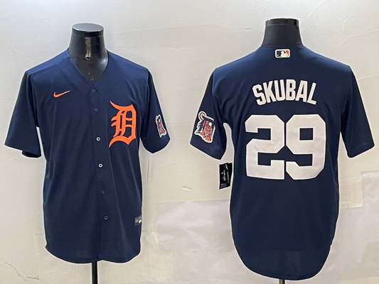 Men's Detroit Tigers Tarik Skubal #29 Navy Limited Player Jersey1