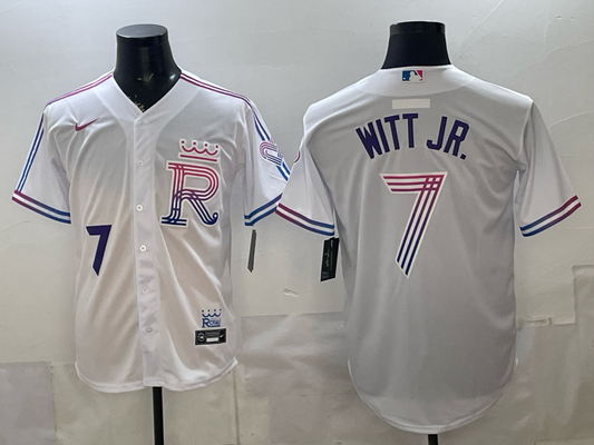 Men's Kansas City Royals Bobby Witt Jr. #7 White 2026 City Connect Stadium Jersey